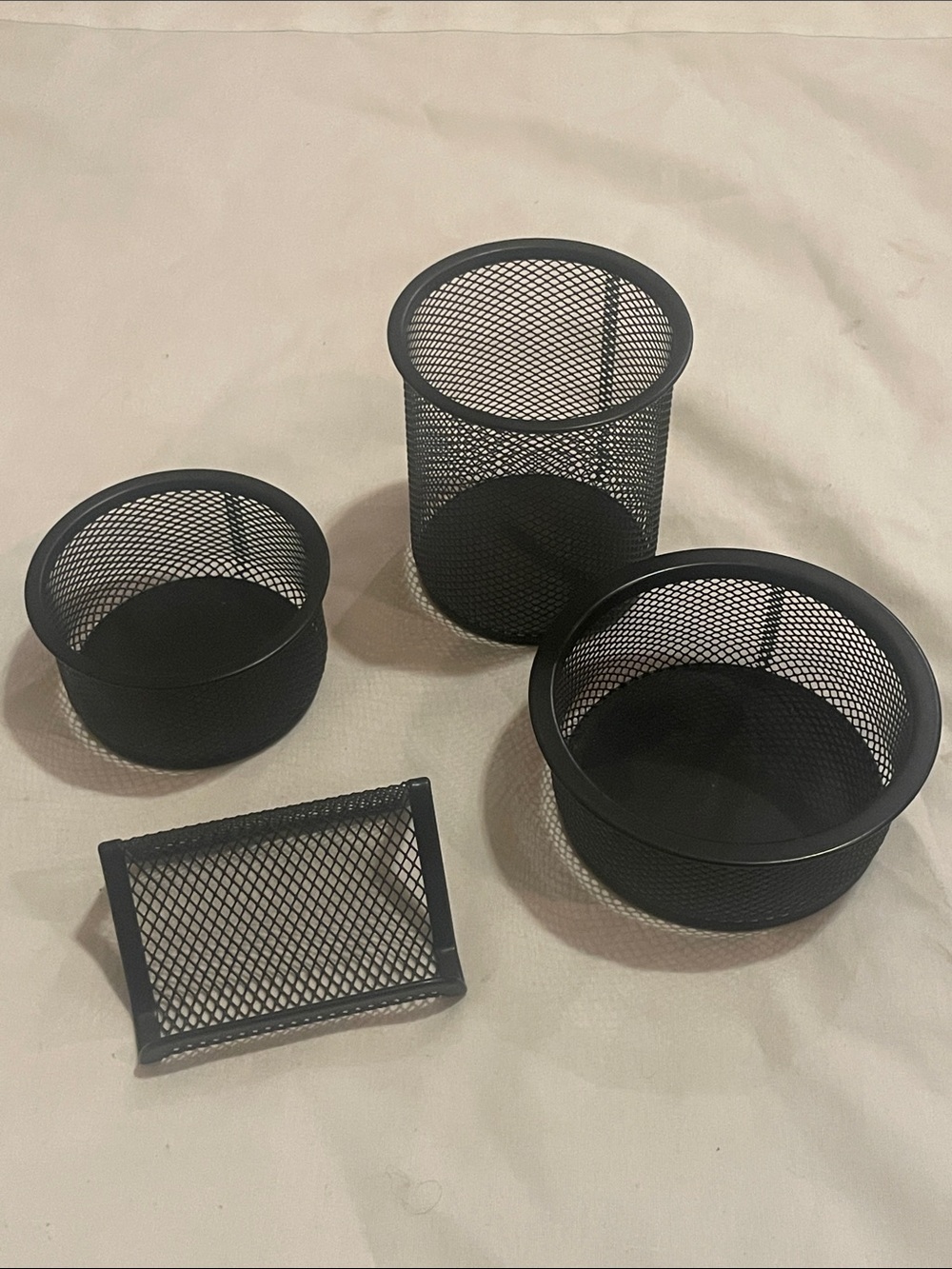 4 Piece Black Mesh Desk Organizer Set -